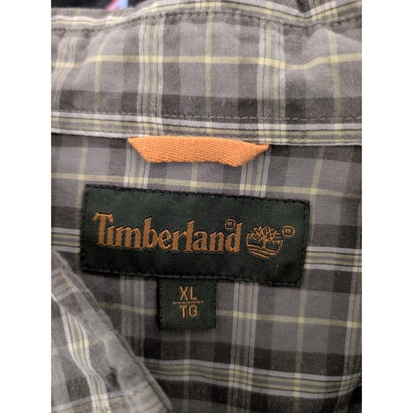 Timberland Men's 100% Cotton Khaki Plaid Button Up Shirt XL Outdoors‎ Rugged - Picture 6 of 8